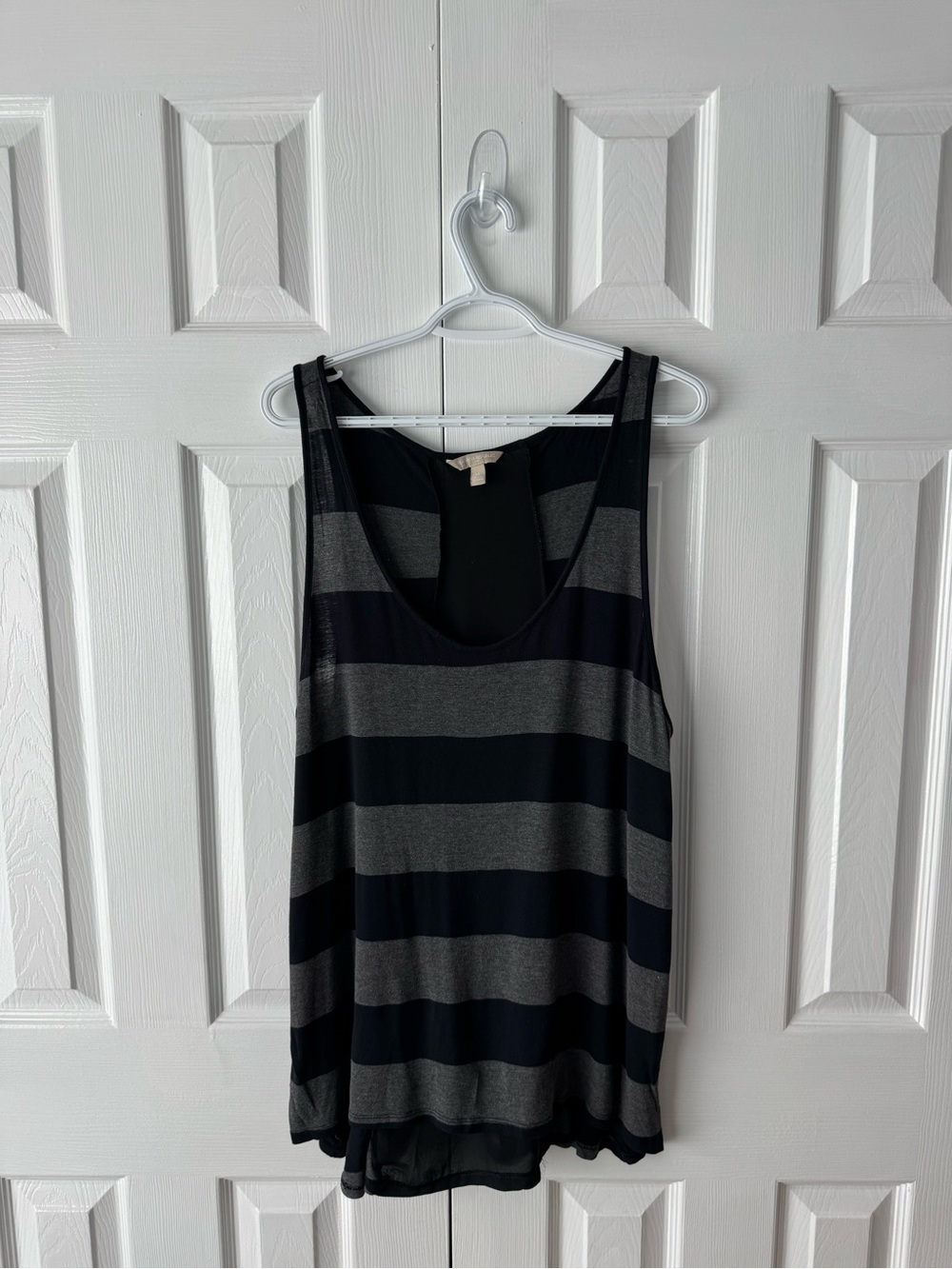 Banana Republic Tank Top Charcoal Grey Black Striped Layering XL - Picture 5 of 6